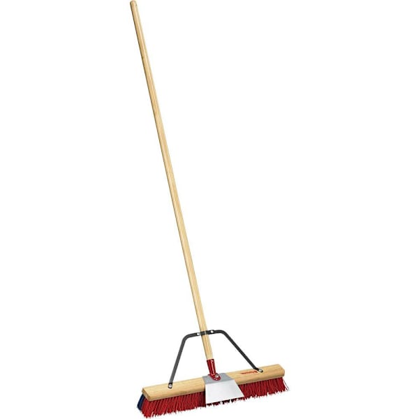 Corona Tools 24 In. Push Broom With Scraper Blade 2-Bristle Design Bamboo Handle