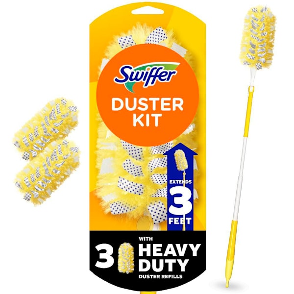 Swiffer 360 Extendable 3 Ft Handle Heavy Duty Microfiber Duster Kit Case Of 4