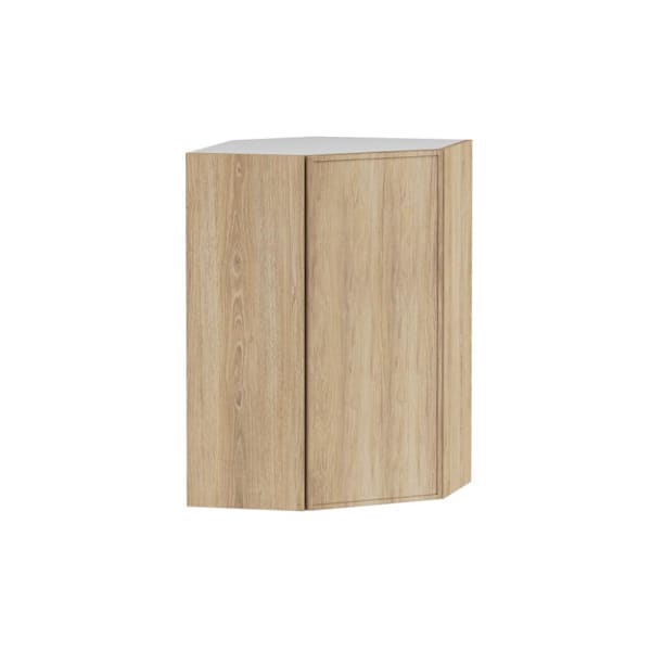 Hampton Bay Designer Series Renly 30" W x 12" D x 30" H Assembled Slim Shaker Glass Door Wall Cabinet, Sandstone
