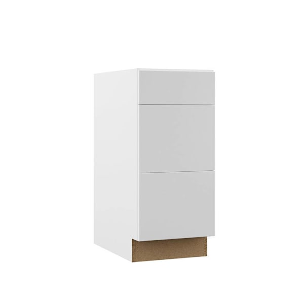 Hampton Bay Designer Series Edgeley 15" W x 21" D x 34.5" H Assembled Slab Drawer Base Cabinet, White