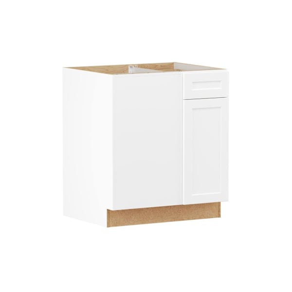 Hampton Bay Designer Series Melvern 30" W x 24" D x 34.5" H Assembled Shaker Blind Base Cabinet, White