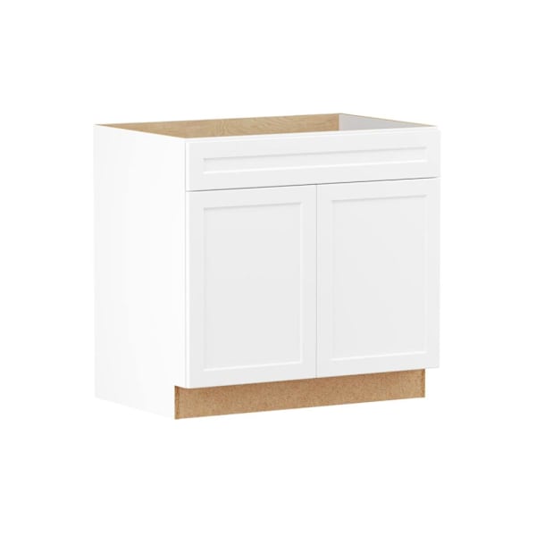 Hampton Bay Designer Series Melvern 36" W x 24" D x 34.5" H Assembled Shaker Sink Base Cabinet, White