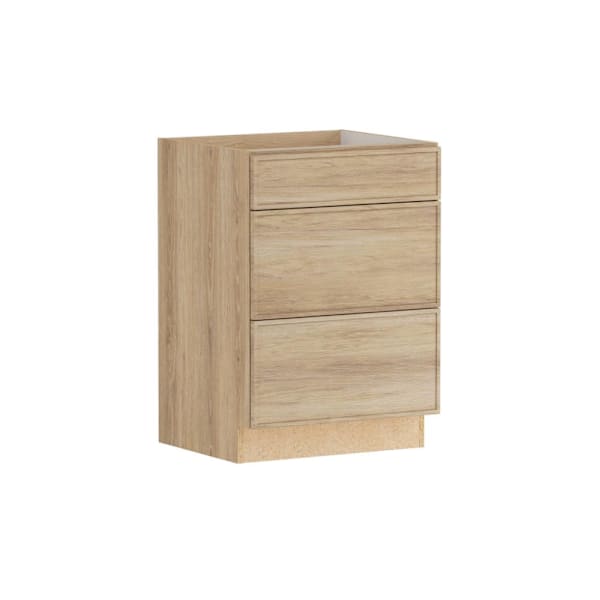 Hampton Bay Designer Series Renly 24" W x 21" D x 34.5" H Assembled Slim Shaker Drawer Base Cabinet, Sandstone