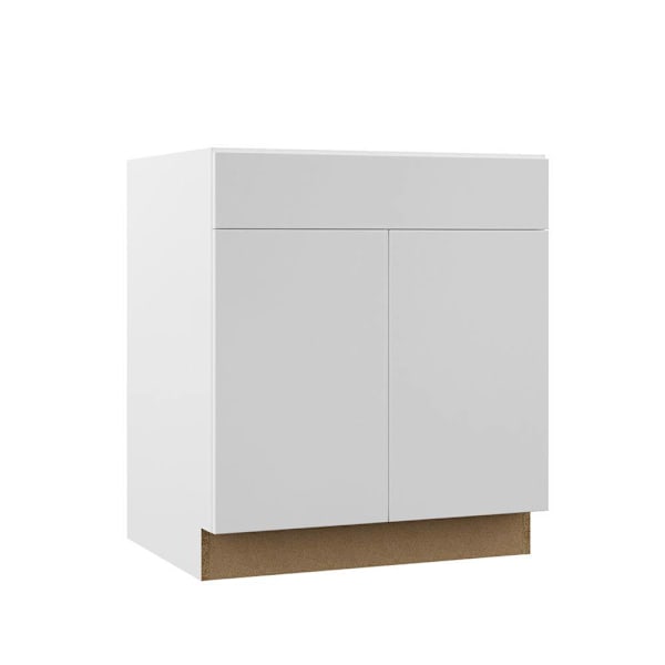 Hampton Bay Designer Series Edgeley 30" W x 24" D x 34.5" H Assembled Slab Base Cabinet, White