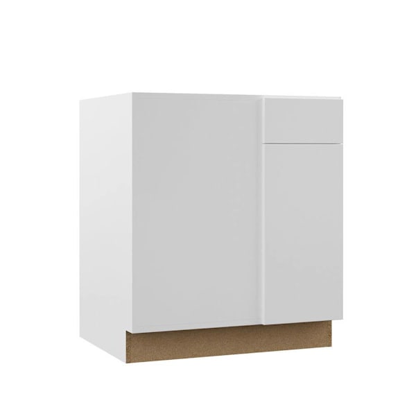 Hampton Bay Designer Series Edgeley 30" W x 24" D x 34.5" H Assembled Slab Blind Base Cabinet, White