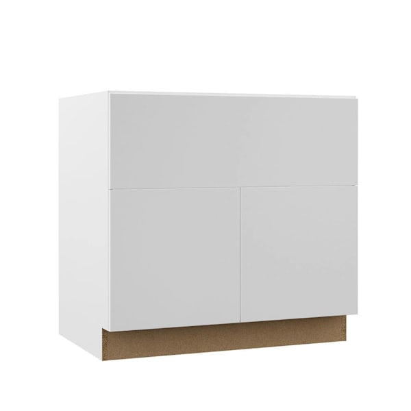 Hampton Bay Designer Series Edgeley 36" W x 24" D x 34.5" H Assembled Slab Accessible Sink Base Cabinet, White