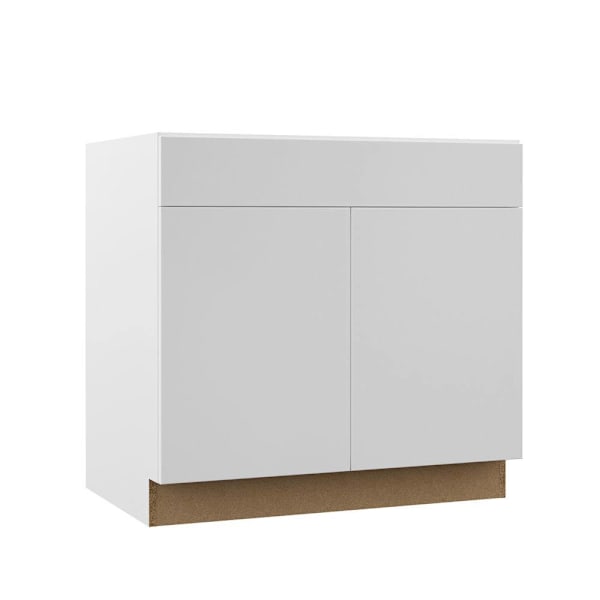 Hampton Bay Designer Series Edgeley 36" W x 24" D x 34.5" H Assembled Slab Base Cabinet, White