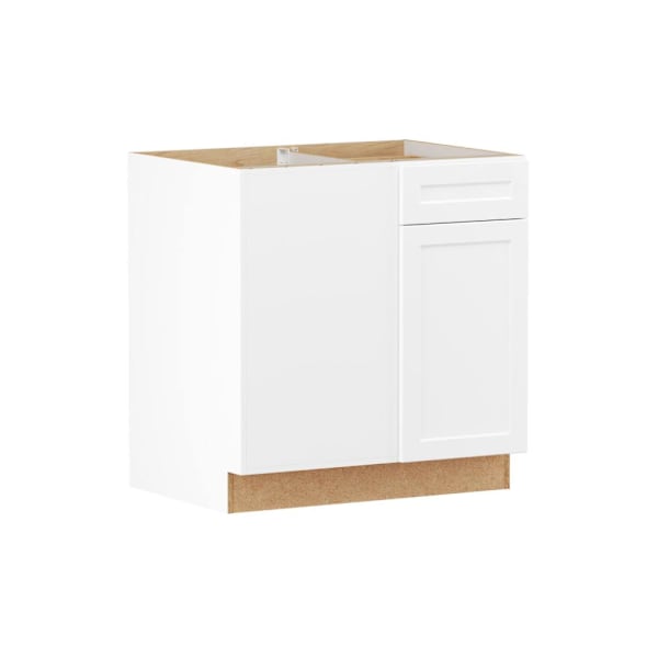 Hampton Bay Designer Series Melvern 33" W x 24" D x 34.5" H Assembled Shaker Blind Base Cabinet, White