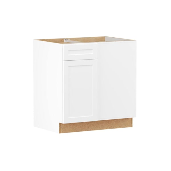Hampton Bay Designer Series Melvern 33" Wx 24" D x 34.5" H Assembled Shaker Blind Base Cabinet, White