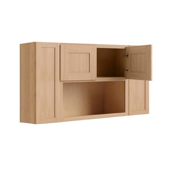 CNC Cabinetry Luxor High Open Four Door Wall Cabinet, 60"W x 30"H x 12"D Harvest