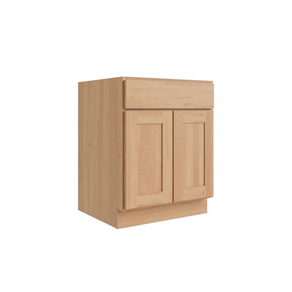 CNC Cabinetry Luxor Double Door Base Cabinet, 2 Pull Out, 27"W, Harvest