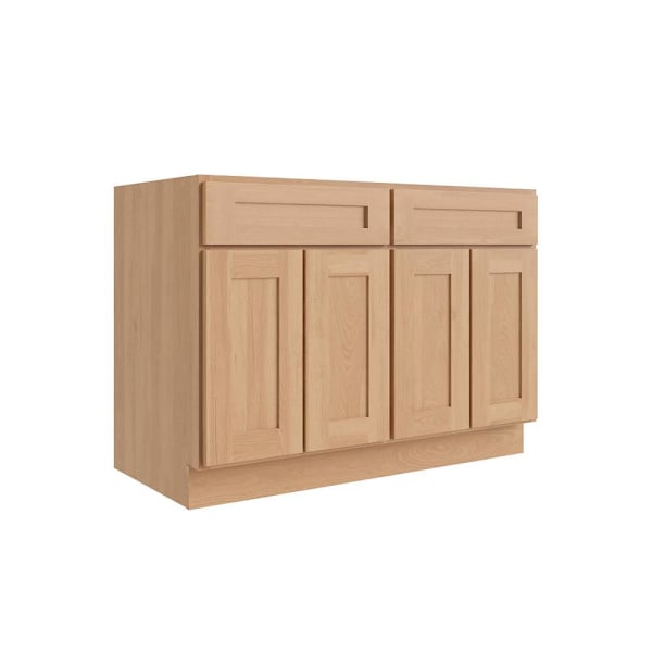 CNC Cabinetry Luxor Double Door Base Cabinet, 2 Pull Out, 5 Piece, 48"W, Harvest