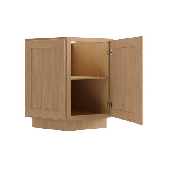 CNC Cabinetry Luxor Single Reversible Door Angle Base End Cabinet, 12"W, Harvest