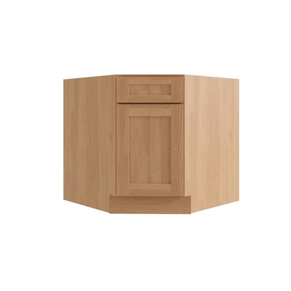 CNC Cabinetry Luxor Corner Sink Base Cabinet, Left Door, 5 Piece, 36"OAW Harvest