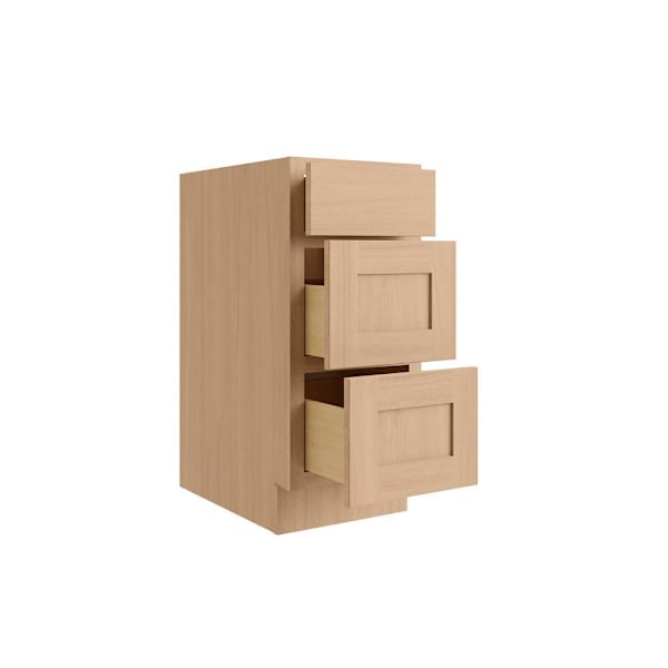 CNC Cabinetry Luxor 3-Drawers Base Cabinet, 21"W x 34.5"H x 24"D, Harvest