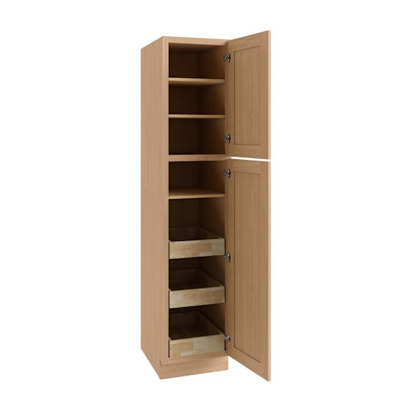 CNC Cabinetry Luxor 2 Single Door Cabinet, 3 Pull Out, 18"W x 84"H, Harvest