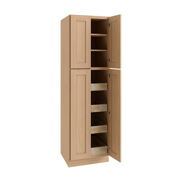 CNC Cabinetry Luxor 2 Single Door Cabinet, 4 Pull Out, 24"W x 90"H, Harvest