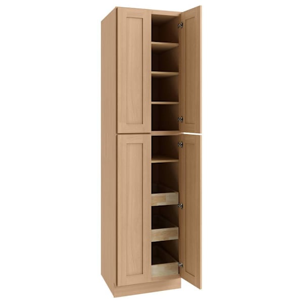CNC Cabinetry Luxor 2 Single Door Cabinet, 3 Pull Out, 24"W x 96"H, Harvest