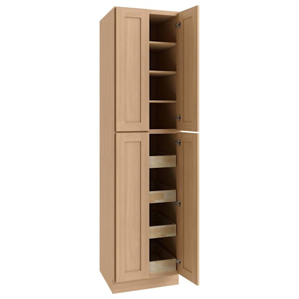 CNC Cabinetry Luxor 2 Single Door Cabinet, 4 Pull Out, 24"W x 96"H, Harvest