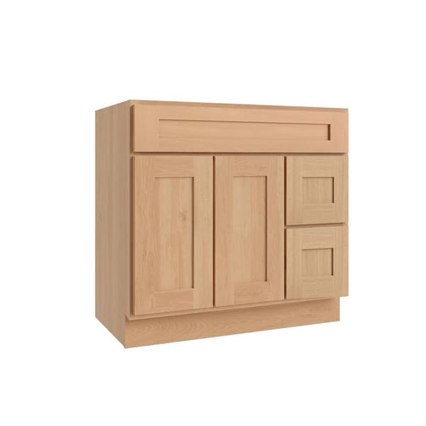 CNC Cabinetry Luxor Single Door Sink Base Cabinet, 2 Drawer 5 Piece 36"W Harvest