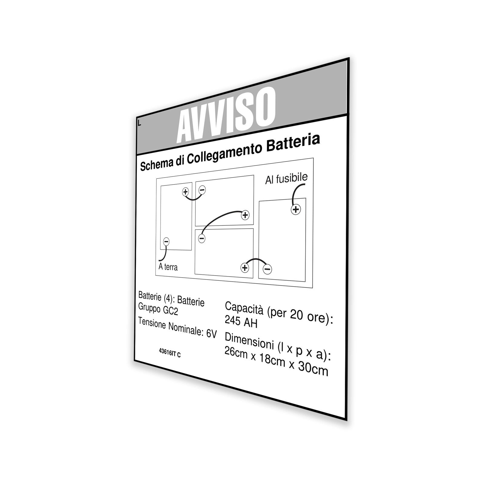Genie Part # 43616ITGT – Battery Connect Decal