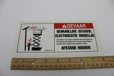 Genie Part # 43696DUGT – Decal, Danger, Elec Hazard, GS
