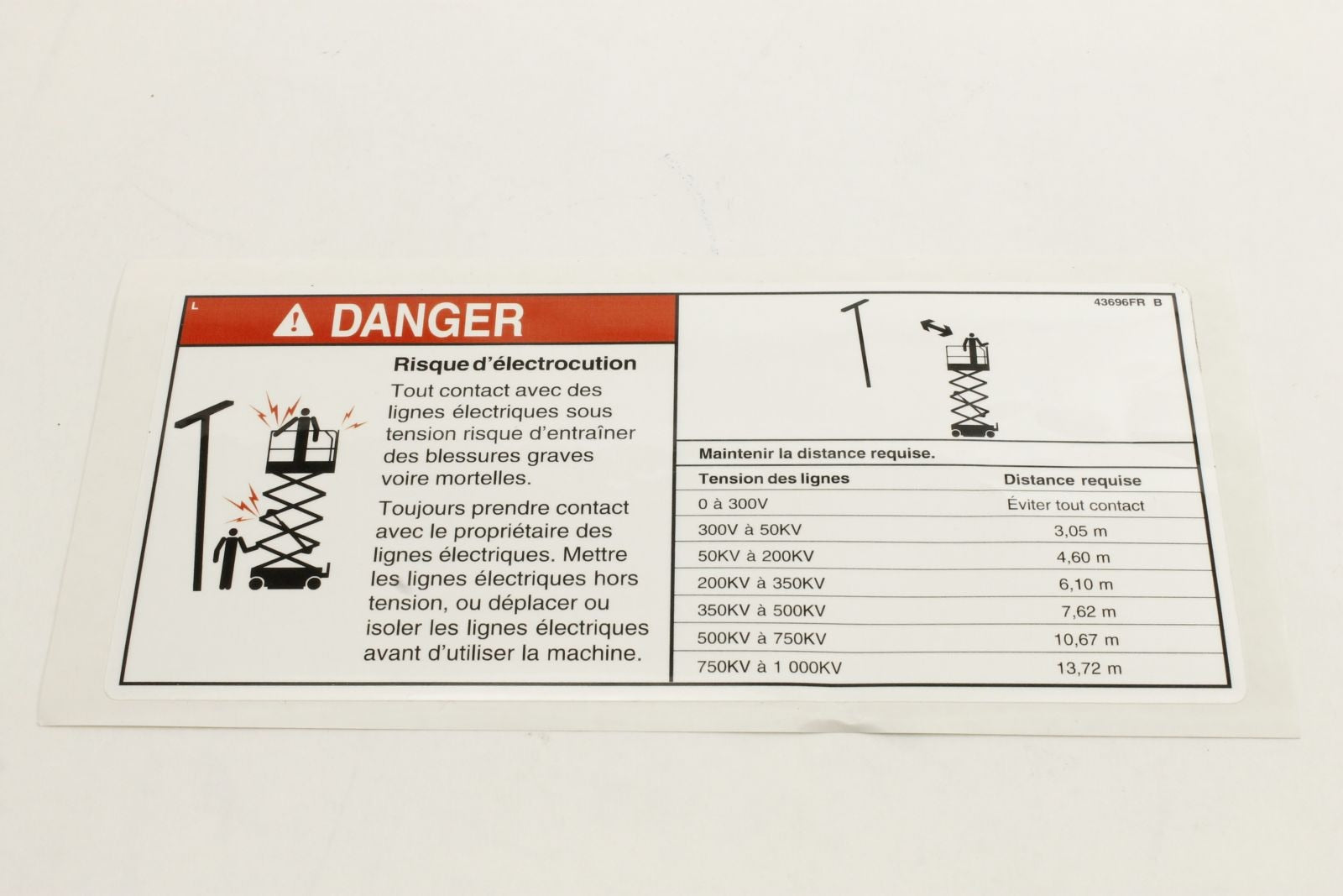 Genie Part # 43696FRGT – Decal, Danger, Elec Hazard, GS