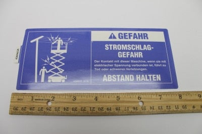Genie Part # 43696GRGT – Decal, Danger, Elec Hazard, GS