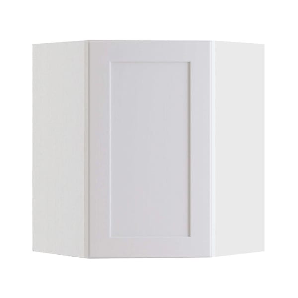 Newport Pacific White Plywood Shaker Assembled Angle Corner Kitchen Cabinet Sft Cls L 24 In W X 12 In D X 30 In H