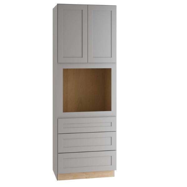 Newport 33 In. W X 24 In. D X 96 In. H Assembled Plywood Double Oven Kitchen Cabinet In Pearl Gray With Soft Close