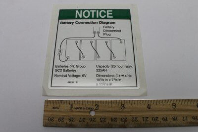 Genie Part # 44237GT – Decal, Notice, Battery Connect