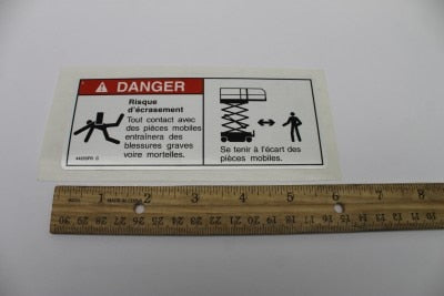 Genie Part # 44255FRGT – Decal, Danger, Crush Haz, Body