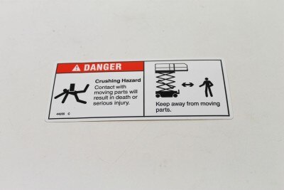 Genie Part # 44255GT – Decal,Danger,Crushing Hazard