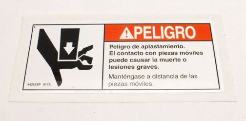 Genie Part # 44255SPGT – Decal,Danger,Crushing Hazard