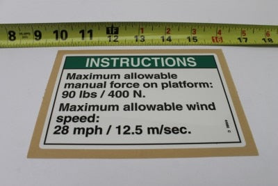 Genie Part # 44986GT – Decal, Instr, Side FRC/Wind, Aus