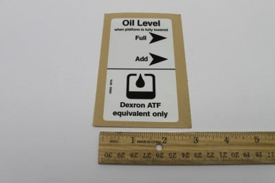 Genie Part # 44994GT – Decal, Label, Dexron/Fluid Level