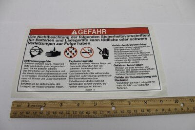 Genie Part # 46262GRGT – Decal, Danger, Battery Safety