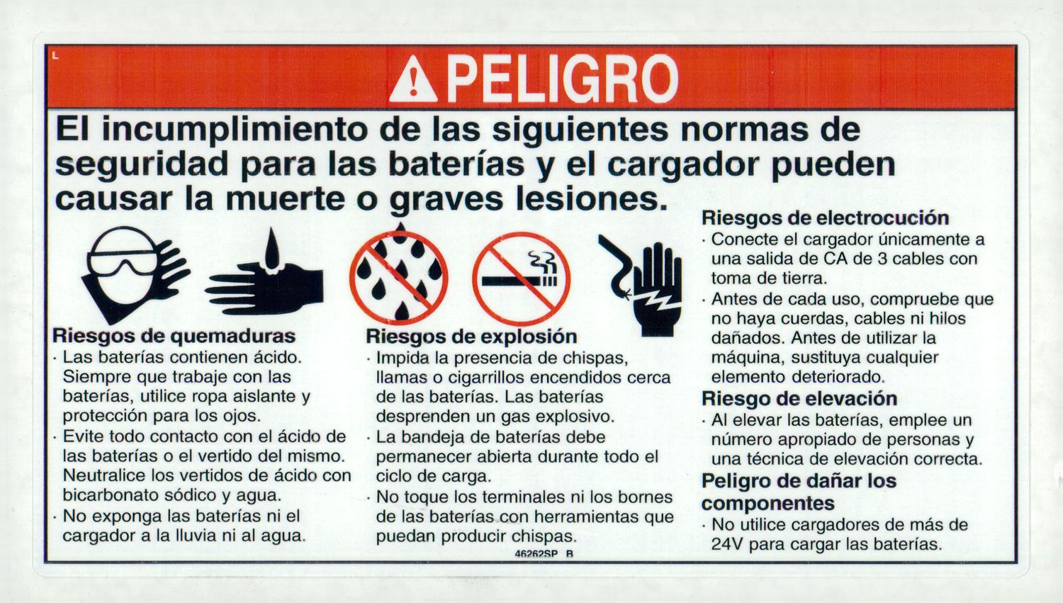 Genie Part # 46262SPGT – Decal, Danger, Battery Safety