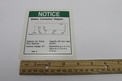Genie Part # 46286GT – Decal, Notice, Battery Connect