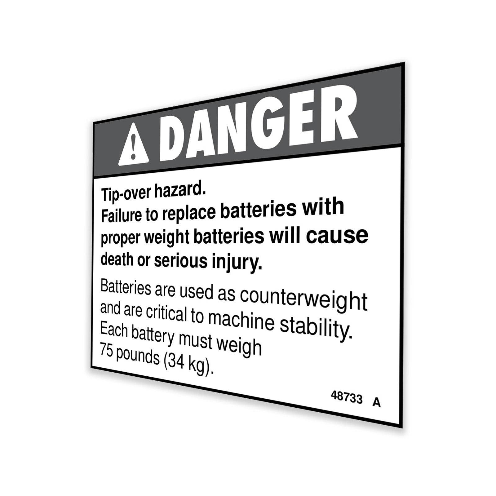 Genie Part # 48733GT – Decal, Danger, Tip-Over Hazard