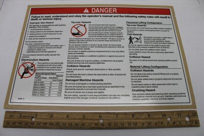 Genie Part # 52008GT – Decal, Danger, Gen Safety GCP