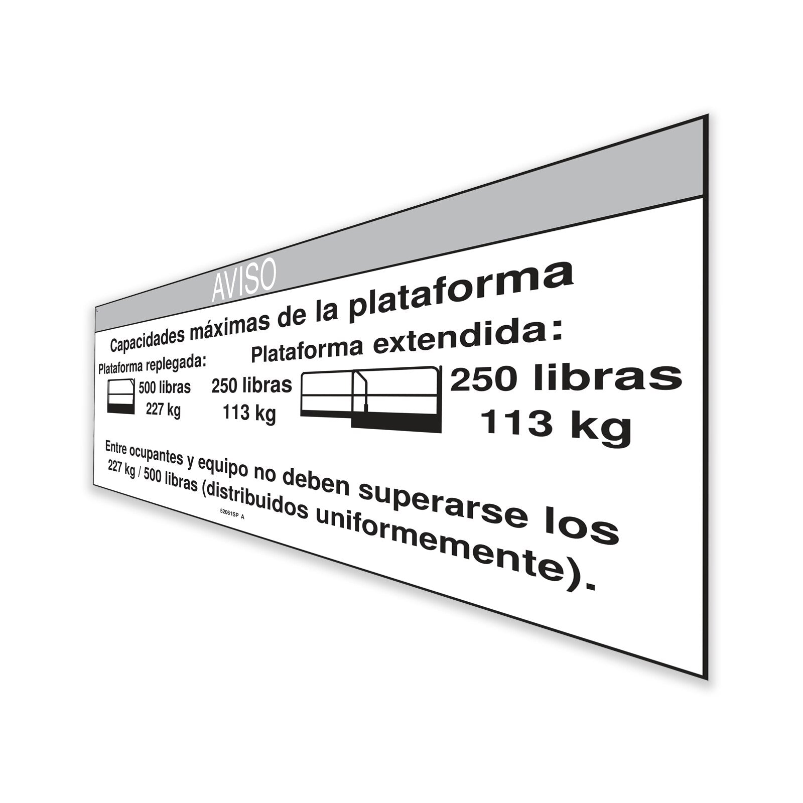 Genie Part # 52061SPGT – Decal, Notice, Max Cap 500 CE