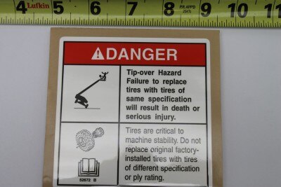 Genie Part # 52672GT – Decal, Danger, Tipover Hazard