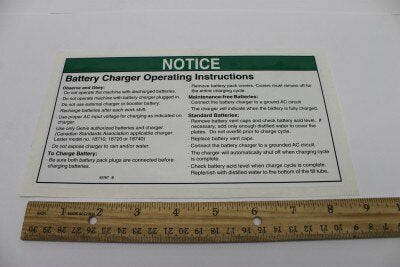 Genie Part # 52787GT – Decal, Notice, Charger Instruc