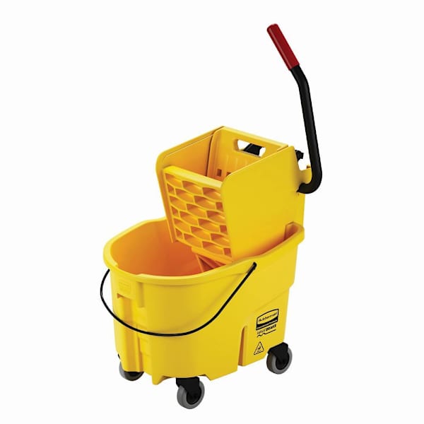 Rubbermaid Commercial Wavebrake 26 Qt. Side-Press Mop Bucket And Wringer, Yellow