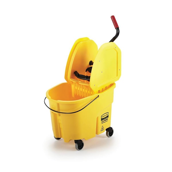 Rubbermaid Commercial Wavebrake 35 Qt. Down-Press Mop Bucket And Wringer, Yellow