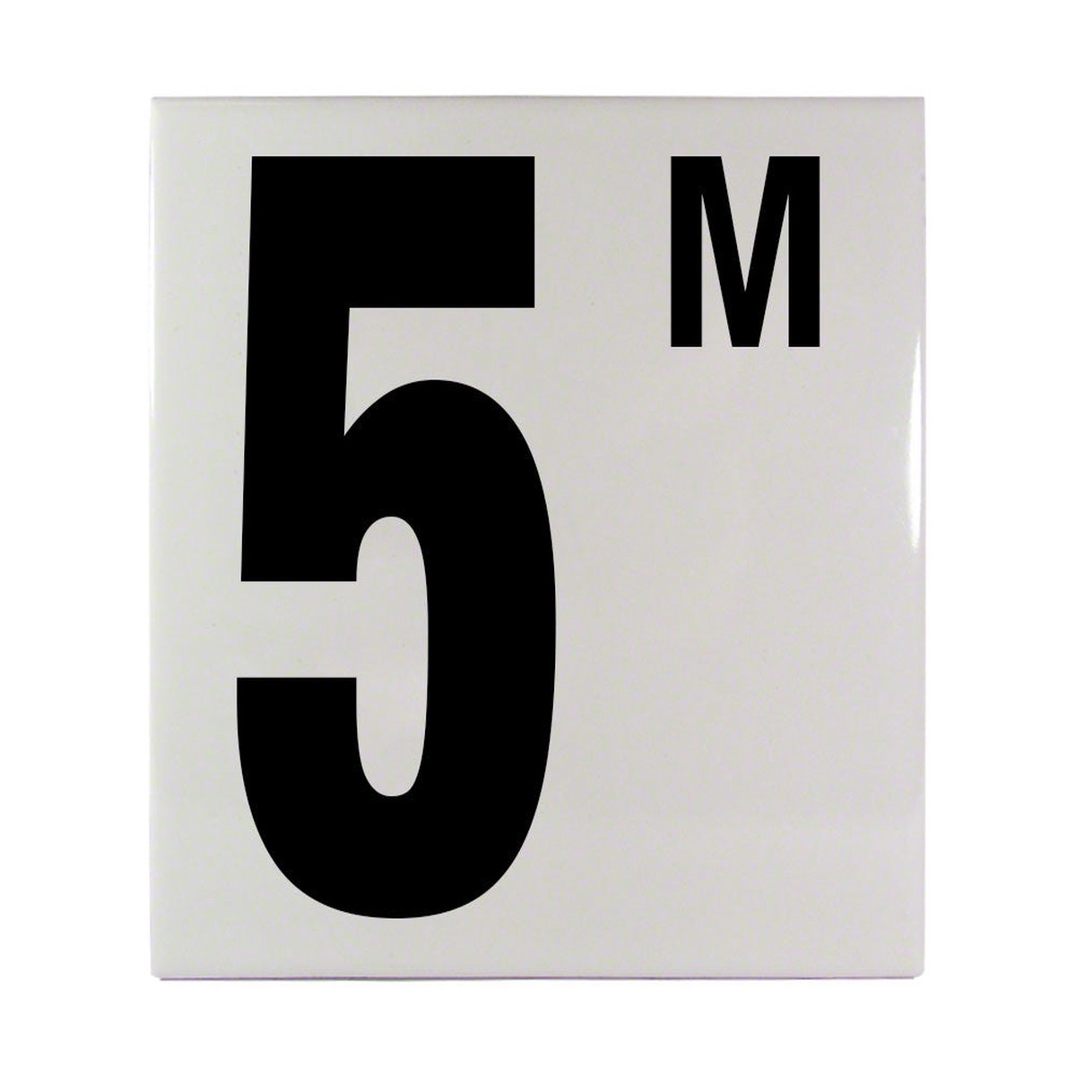 5M Metric Ceramic Smooth Tile Depth Marker 6 Inch x 6 Inch with 5 Inch Lettering
