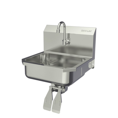 SANI-LAV 605D Hands-Free Wall Mount Stainless Steel Sink - Double Knee Pedal Valve