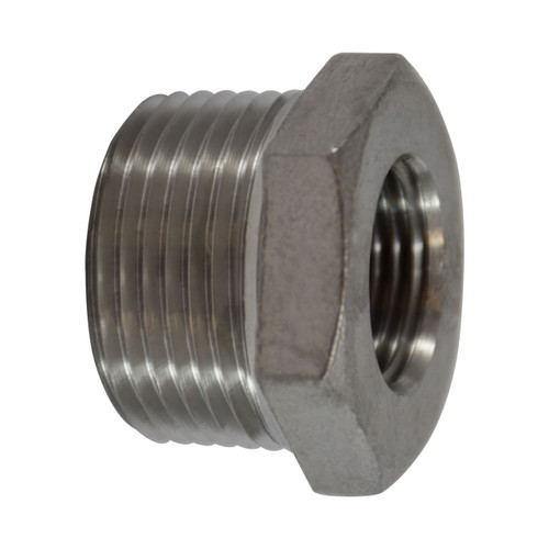 Midland Industries 62505 Stainless Hex Bushing, 1/2 in. MNPT x 3/8 in. FNPT, 150 PSI