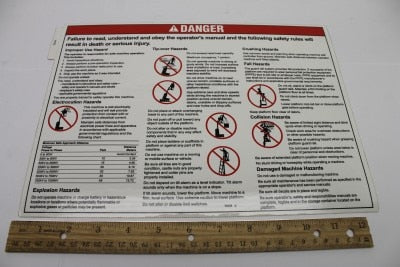 Genie Part # 72141GT – General Safety Decal